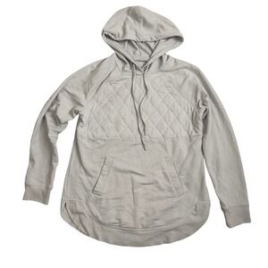 Maurices Light Gray Quilted Front Hoodie Tunic Pocket Pullover Size S